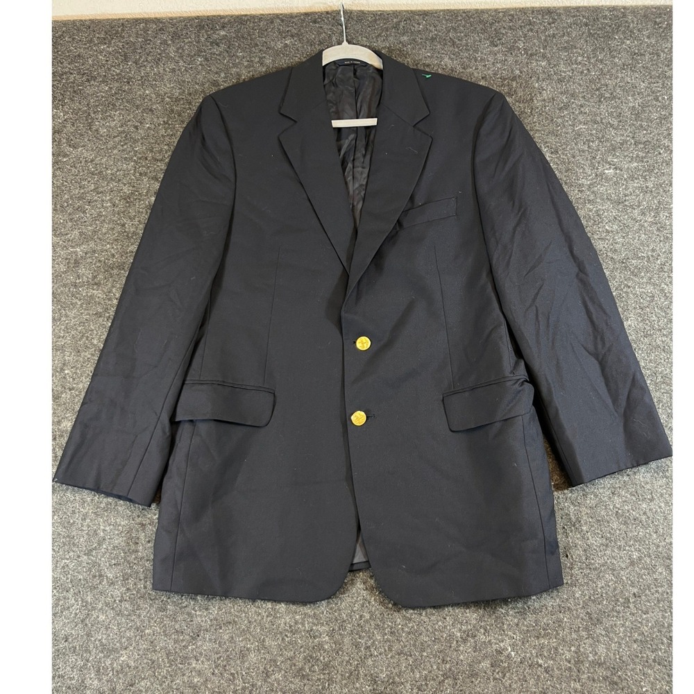Brooks Brothers Brooksease Navy Wool Loro Piana Blazer Gold Buttons Mens 42R